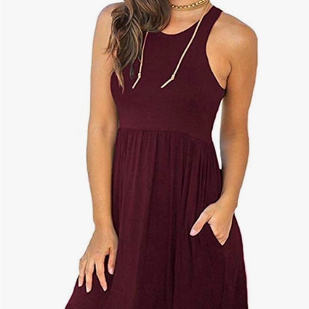 Sleeveless Burgundy Dress
